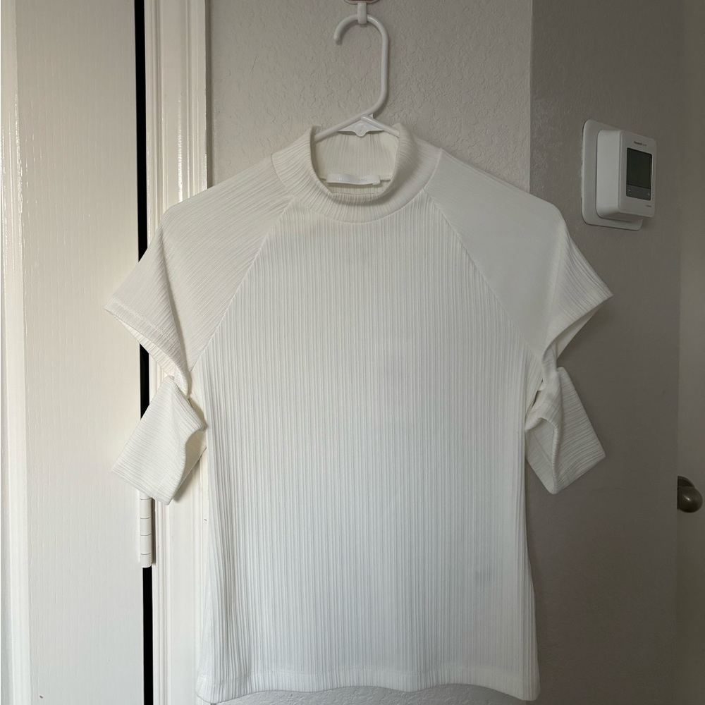 Helmut Lang ribbed cut out sleeve top